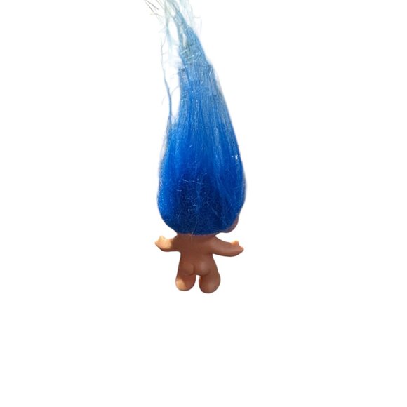 Ace Novelty Vintage Troll Doll • Diamond Jewel Belly • Blue Hair • 1990s • 3” - Picture 5 of 7